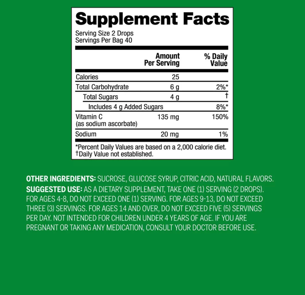 Vitamin C Supplement Drops - Citrus - 80ct