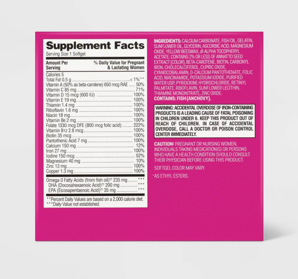 Women's Daily Prenatal Combo Pack Dietary Supplement Tablets & Softgels - 60ct
