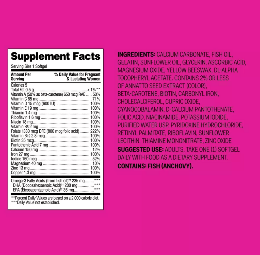 Women's Daily Prenatal Combo Pack Dietary Supplement Tablets & Softgels - 60ct
