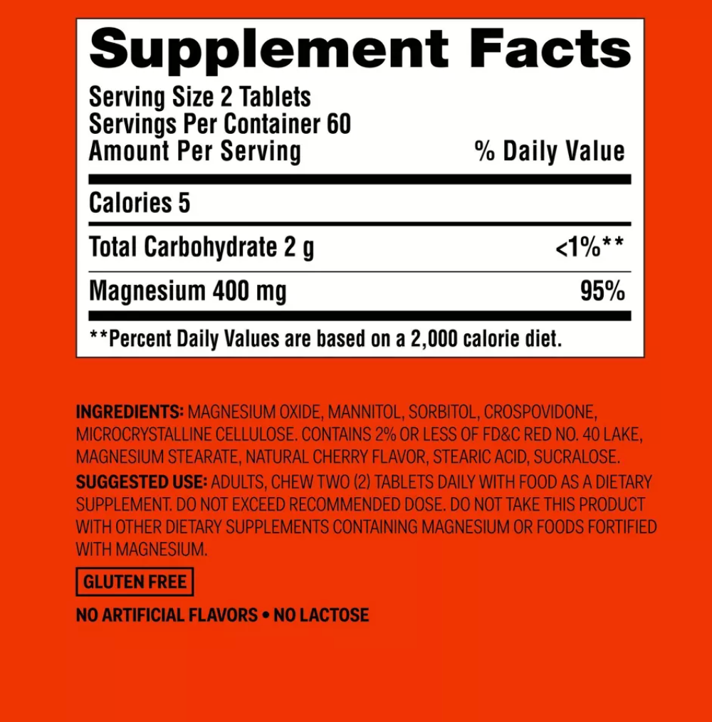 CHEWABLE MAGNESIUM DIETARY SUPPLEMENT 120 TABLETS