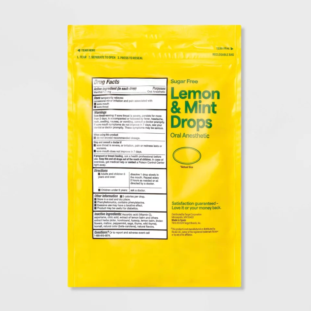 SUGAR FREE LEMON MINT HERB DROPS 45 DROPS