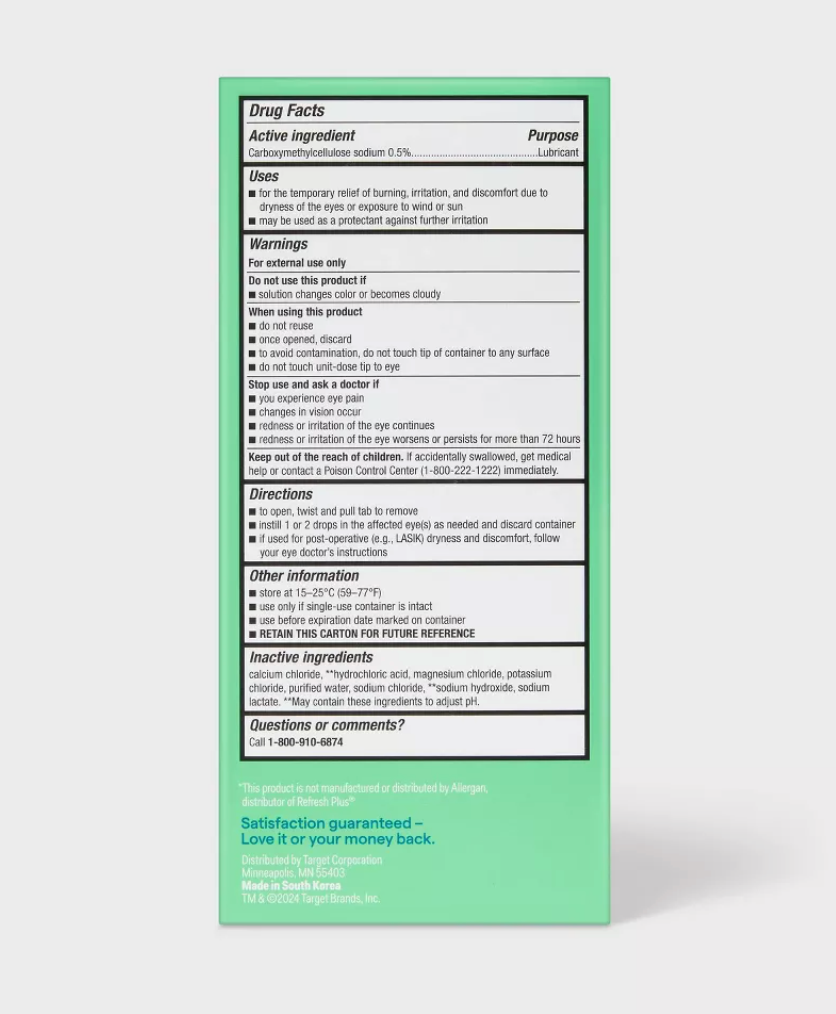 LUBRICATING PRESERVATIVE EYE DROPS 70 CONTENEDORES DE UN USO