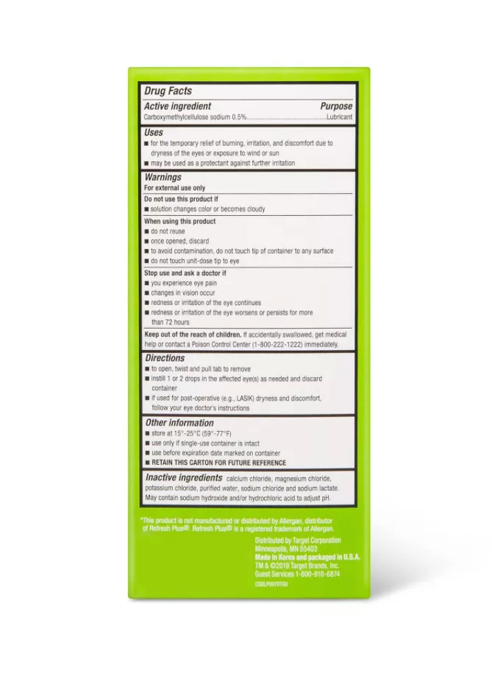 LUBRICATING PRESERVATIVE EYE DROPS 70 CONTENEDORES DE UN USO