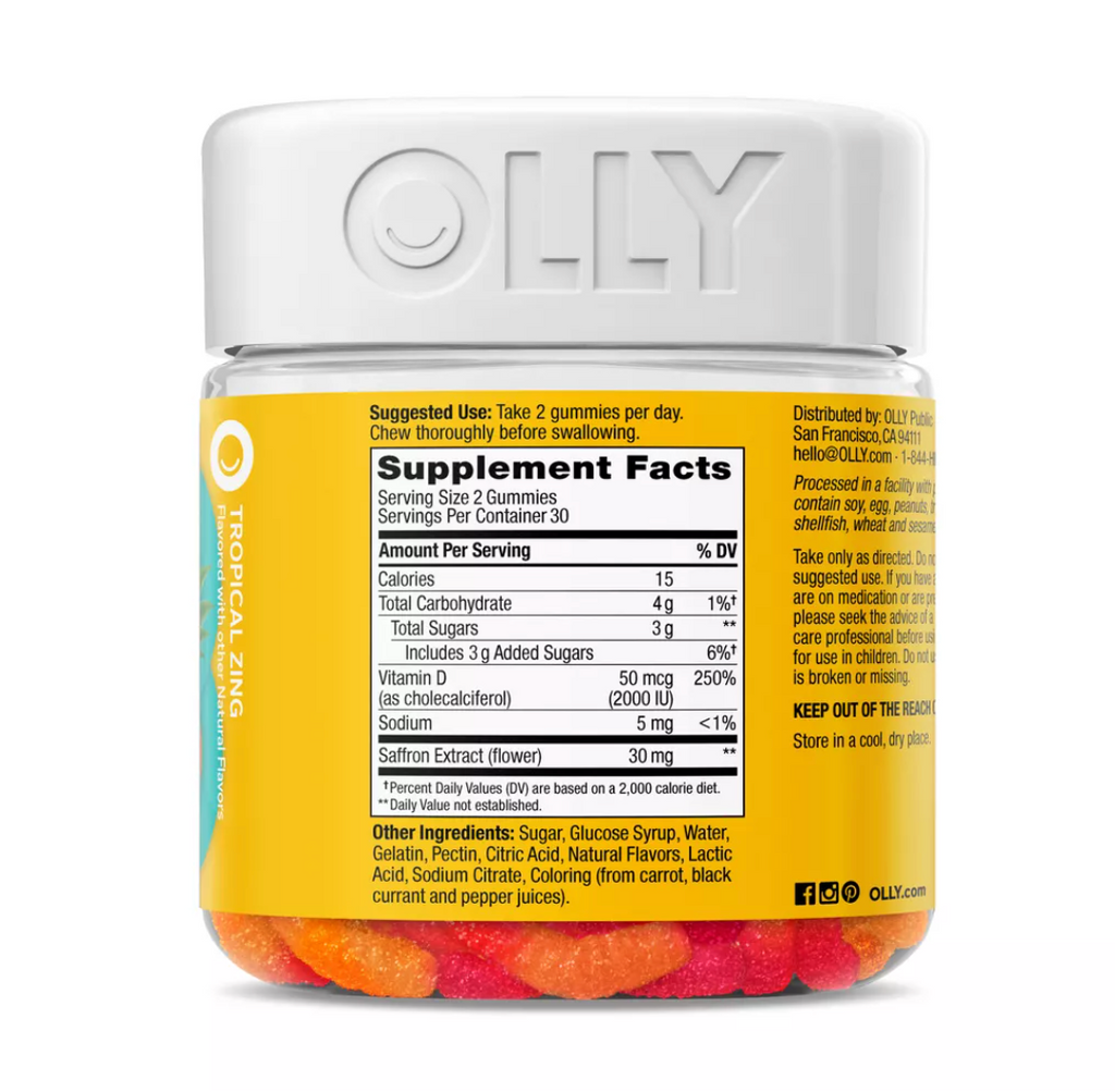 OLLY HELLO HAPPY WORM SUPLEMENTS W/ VIT D 60 GUMMIES