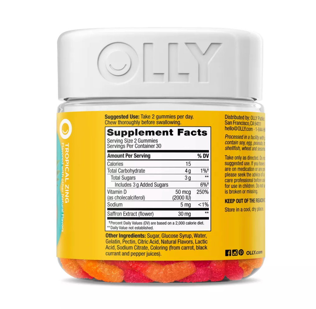 OLLY HELLO HAPPY WORM SUPLEMENTS W/ VIT D 60 GUMMIES