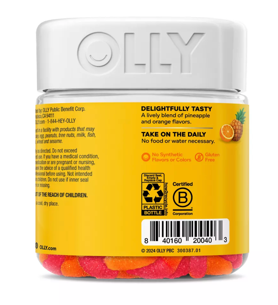 OLLY HELLO HAPPY WORM SUPLEMENTS W/ VIT D 60 GUMMIES