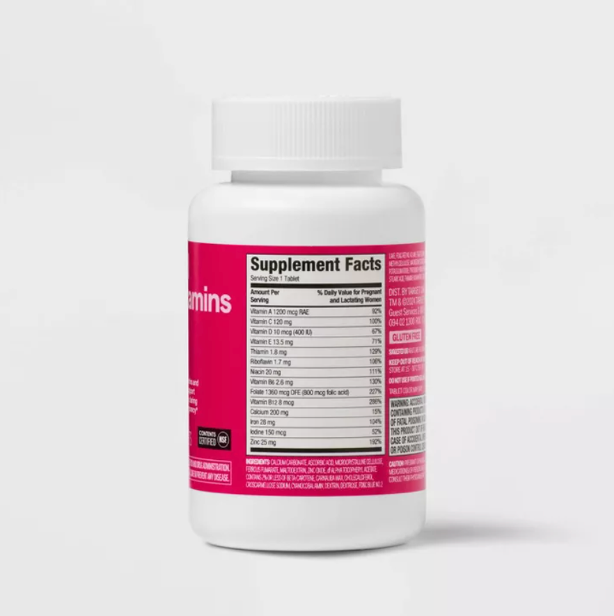 PRENATAL VITAMIN DIETARY SUPPLEMENT TABLETS- UP&UP™: GLUTEN-FREE, LACTOSE-FREE, NO ARTIFICIAL COLORS