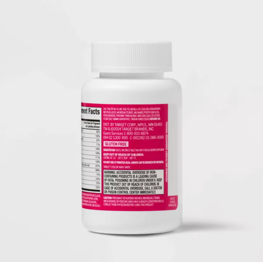 PRENATAL VITAMIN DIETARY SUPPLEMENT TABLETS- UP&UP™: GLUTEN-FREE, LACTOSE-FREE, NO ARTIFICIAL COLORS