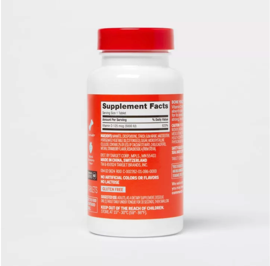VITAMIN D 5000IU QUICK DISSOLVE TABLETS  UP&UP™: BERRY FLAVOR 90 TABLEAS
