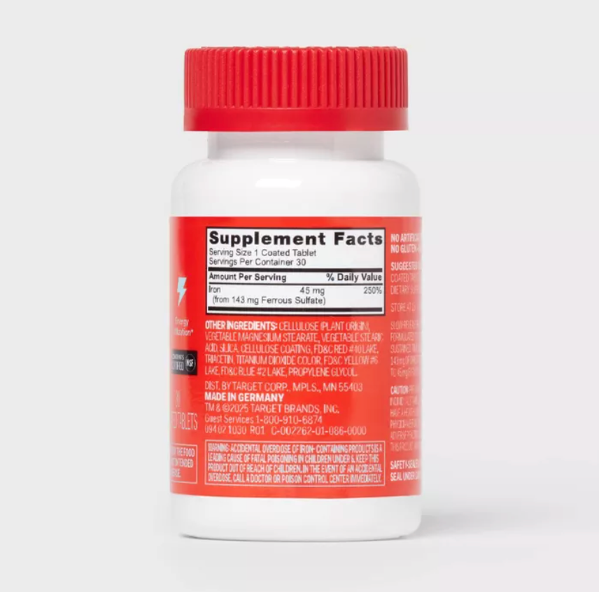 IRON SLOW RELEASE DIETARY SUPPLEMENT TABLETS  UP&UP™: GLUTEN-FREE