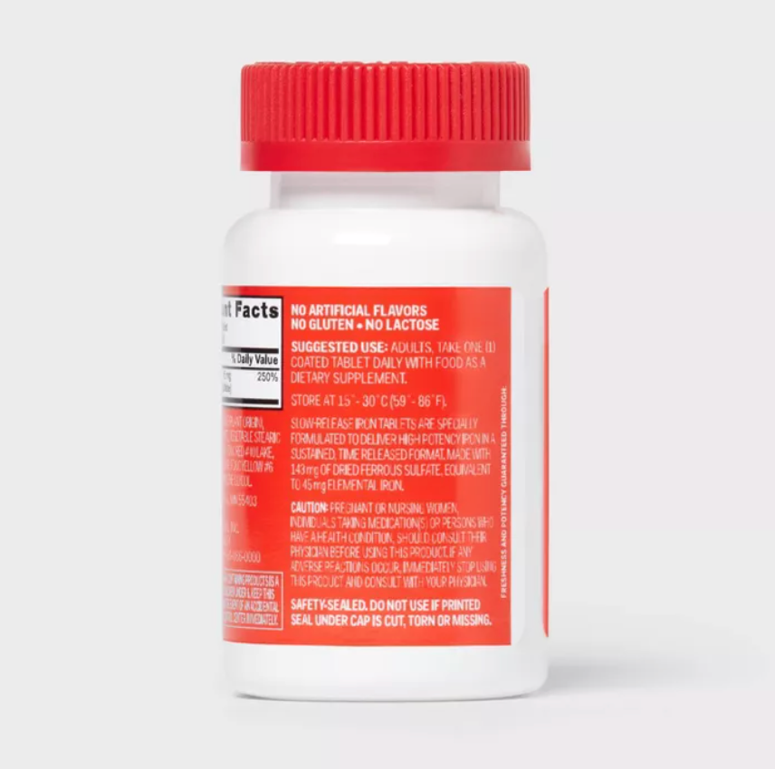 IRON SLOW RELEASE DIETARY SUPPLEMENT TABLETS  UP&UP™: GLUTEN-FREE