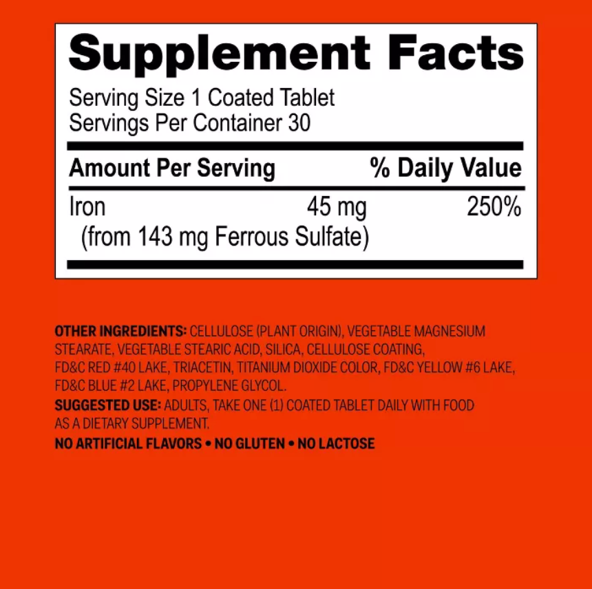 IRON SLOW RELEASE DIETARY SUPPLEMENT TABLETS  UP&UP™: GLUTEN-FREE