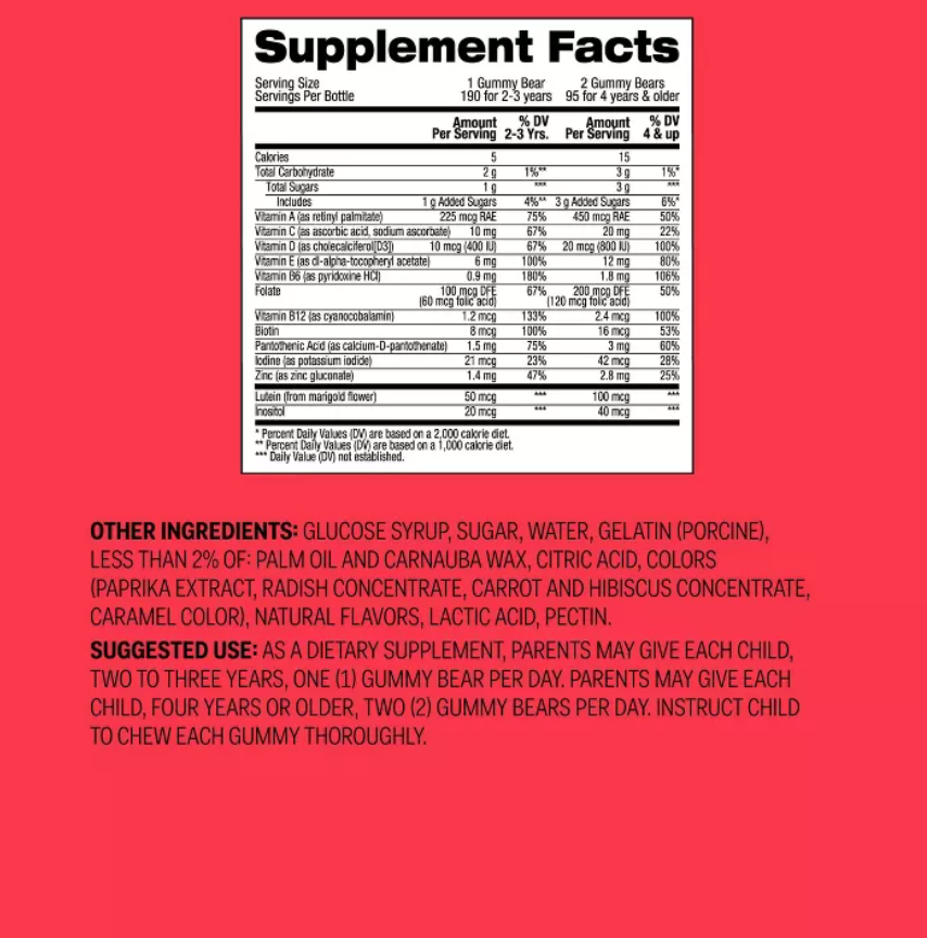 KIDS' MULTIVITAMIN GUMMIES - FRUIT FLAVORS  UP&UP™ 190 GUMMIES
