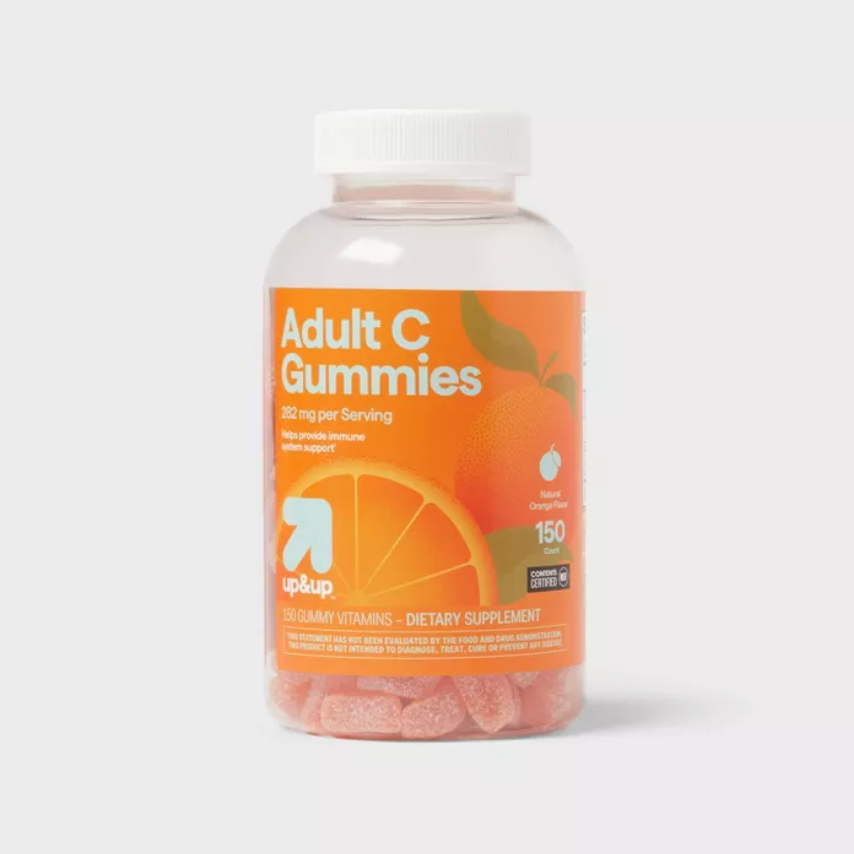 VITAMIN C GUMMIES - ORANGE  UP&UP™: GLUTEN-FREE, 282MG VITAMIN C, NO ARTIFICIAL FLAVORS