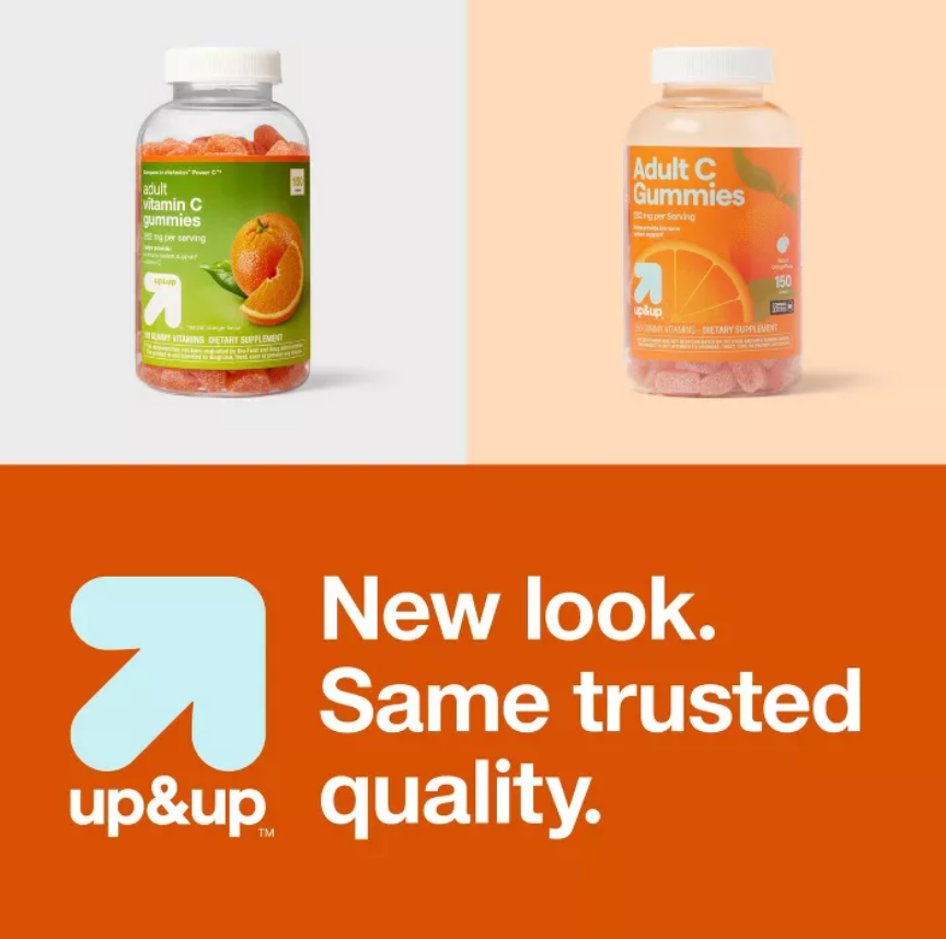 VITAMIN C GUMMIES - ORANGE  UP&UP™: GLUTEN-FREE, 282MG VITAMIN C, NO ARTIFICIAL FLAVORS