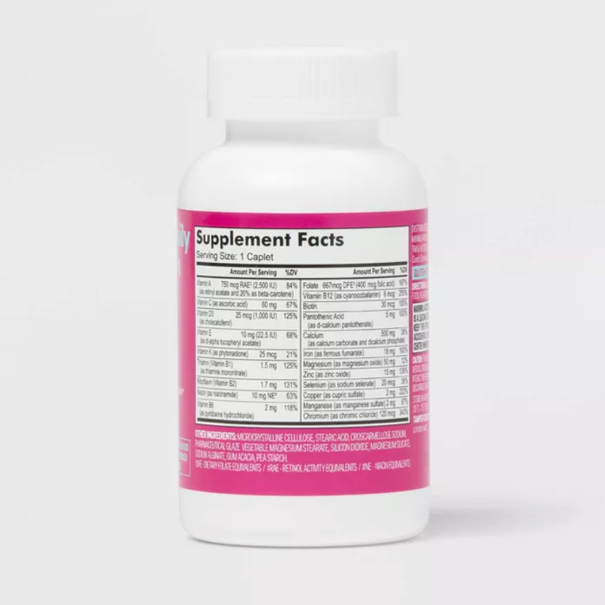 WOMEN'S DAILY MULTIVITAMIN DIETARY SUPPLEMENT TABLETS UP&UP™: NSF CERTIFIED, SOY-FREE, SODIUM FREE
