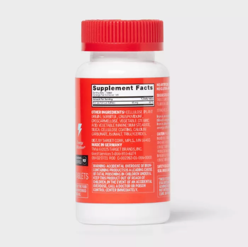 IRON DIETARY SUPPLEMENT TABLETS UP&UP™: GLUTEN-FREE, DAIRY-FREE, NO ARTIFICIAL FLAVORS