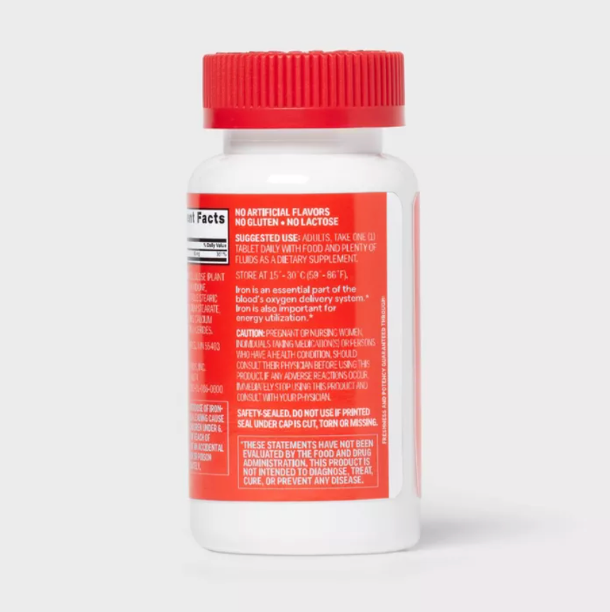 IRON DIETARY SUPPLEMENT TABLETS UP&UP™: GLUTEN-FREE, DAIRY-FREE, NO ARTIFICIAL FLAVORS