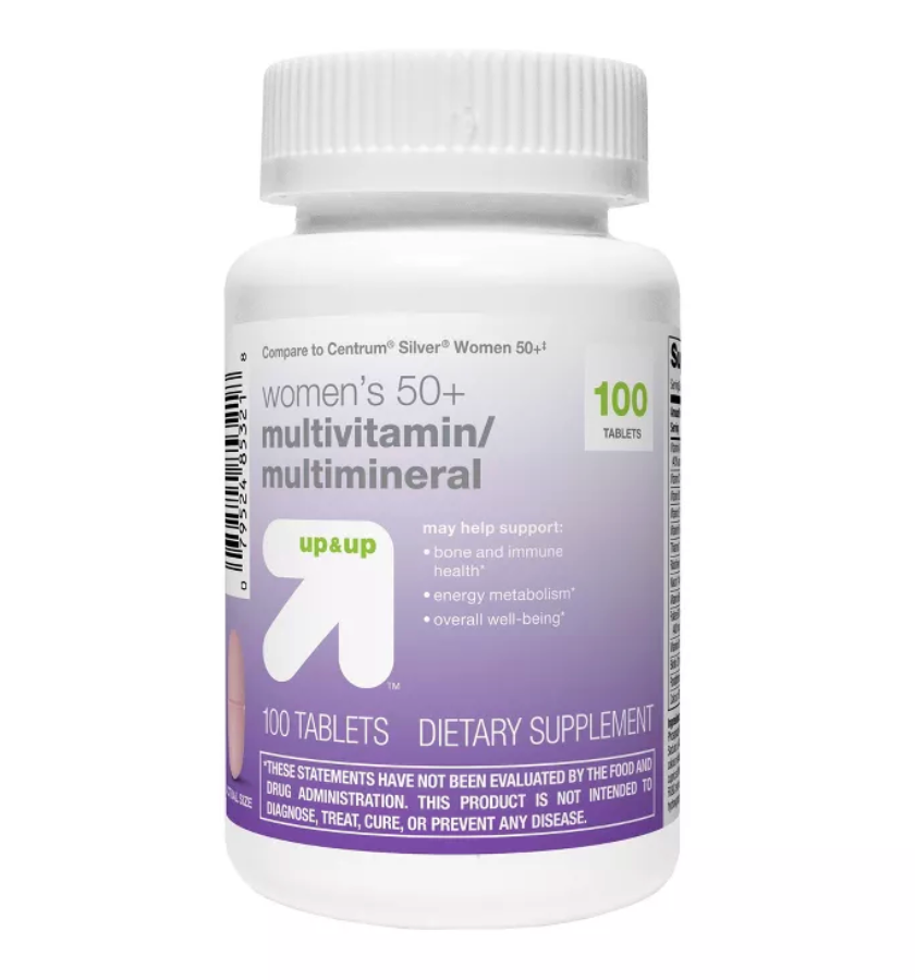 WOMEN'S 50+ MULTIVITAMIN DIETARY SUPPLEMENT TABLETS UP&UP™: GLUTEN-FREE, DAIRY-FREE, NO ARTIFICIAL COLORS OR FLAVORS