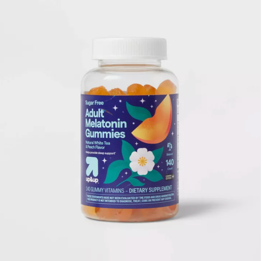 ADULT MELATONIN GUMMIES - WHITE TEA/PEACH  UP&UP™: DIETARY SUPPLEMENTS, 3MG MELATONIN PER SERVING, SUGAR-FREE, GLUTEN-FREE