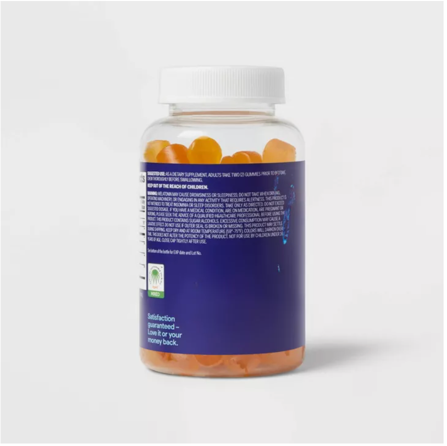 ADULT MELATONIN GUMMIES - WHITE TEA/PEACH  UP&UP™: DIETARY SUPPLEMENTS, 3MG MELATONIN PER SERVING, SUGAR-FREE, GLUTEN-FREE