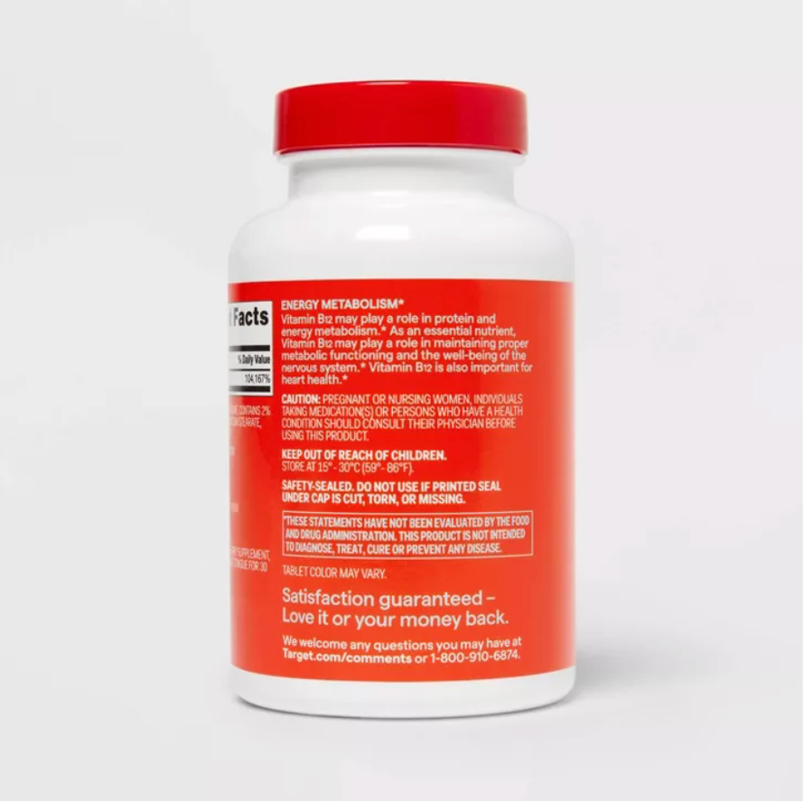 VITAMIN B12 2500MCG QUICK DISSOLVE TABLETS - CHERRY FLAVOR UP&UP™: SUGAR-FREE, SODIUM FREE, GLUTEN-FREE