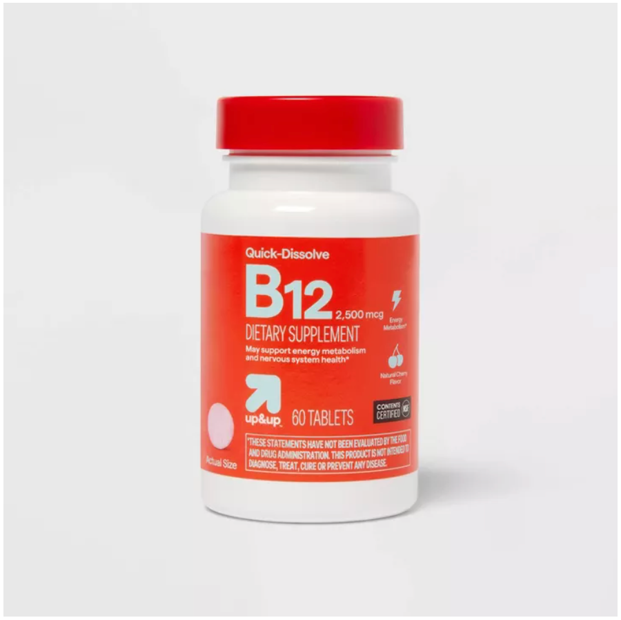 VITAMIN B12 QUICK DISSOLVE TABLETS - CHERRY FLAVOR  UP&UP™: 2500 MCG, SODIUM FREE, GLUTEN-FREE