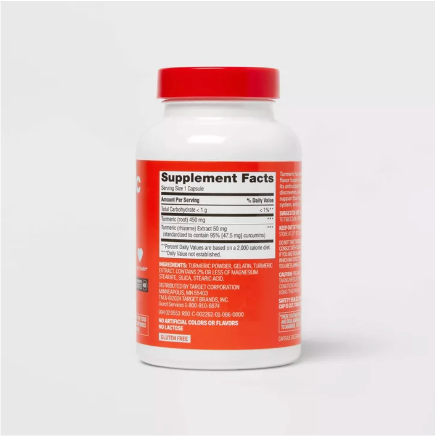 TURMERIC 500MG SUPPLEMENT CAPSULES  UP&UP™: HERBAL DIETARY SUPPLEMENT