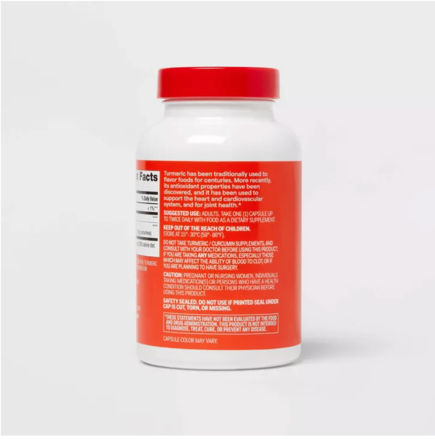 TURMERIC 500MG SUPPLEMENT CAPSULES  UP&UP™: HERBAL DIETARY SUPPLEMENT