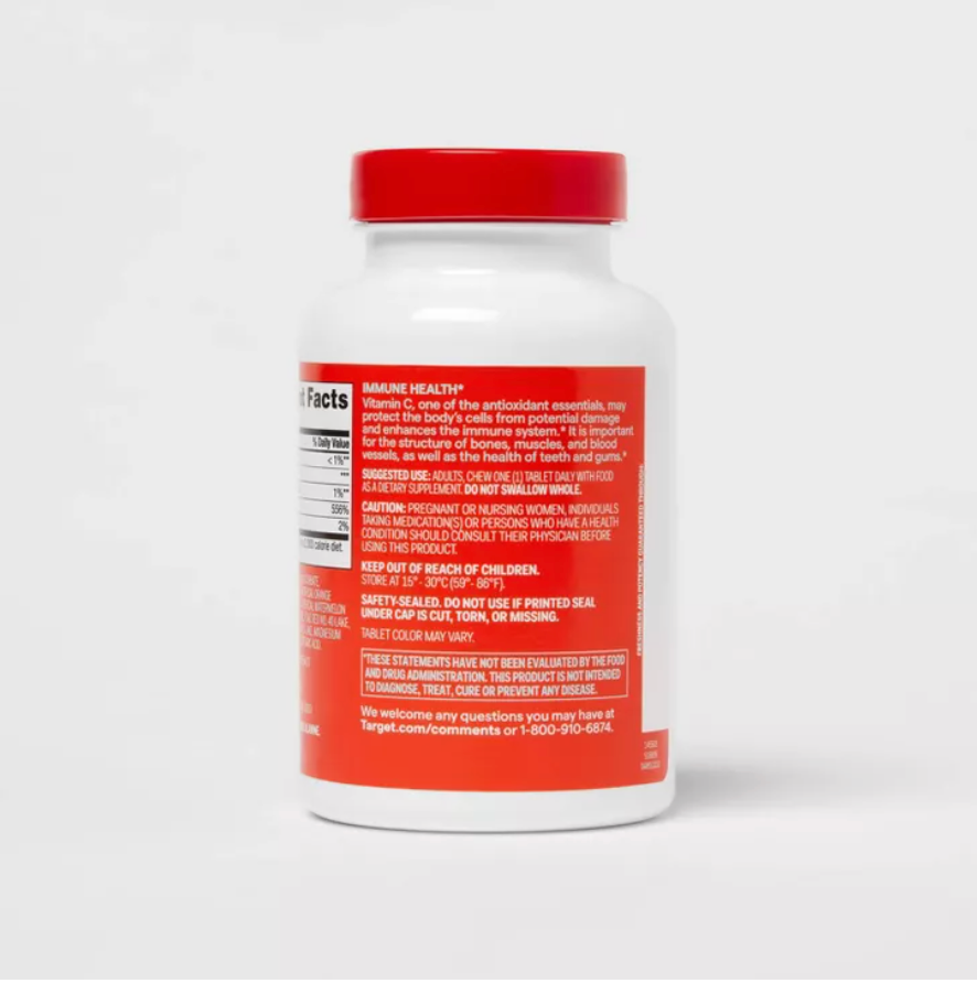 VITAMIN C CHEWABLE TABLETS - TROPICAL FRUIT  UP&UP™: 500MG VITAMIN C, GLUTEN-FREE