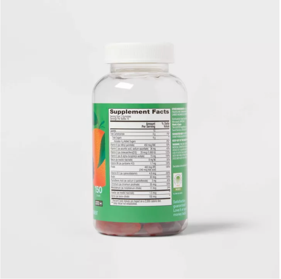 ADULT MULTIVITAMIN GUMMIES - ORANGE, PEACH & BERRY UP&UP™: GLUTEN-FREE, NO ARTIFICIAL ADDITIVES