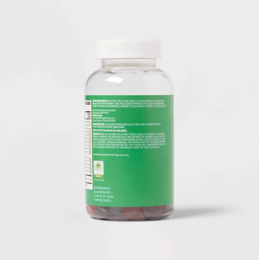 ADULT MULTIVITAMIN GUMMIES - ORANGE, PEACH & BERRY UP&UP™: GLUTEN-FREE, NO ARTIFICIAL ADDITIVES