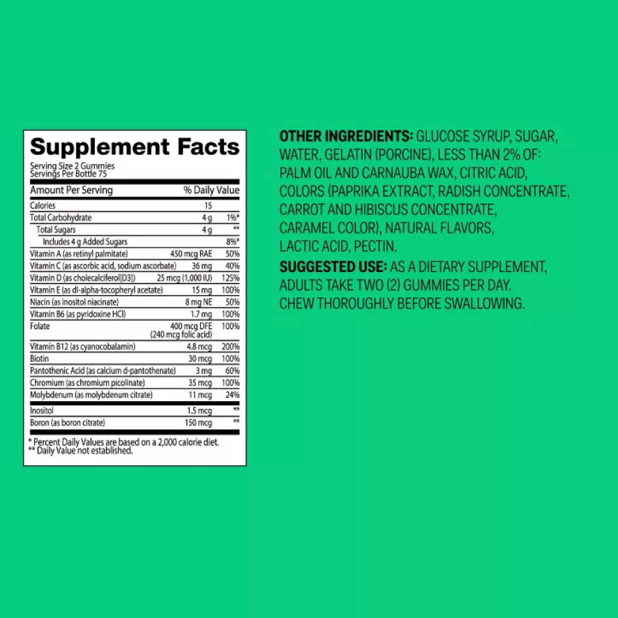 ADULT MULTIVITAMIN GUMMIES - ORANGE, PEACH & BERRY UP&UP™: GLUTEN-FREE, NO ARTIFICIAL ADDITIVES
