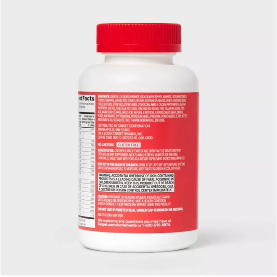 KIDS' COMPLETE MULTIVITAMIN CHEWABLE TABLETS - ORANGE, GRAPE & CHERRY  UP&UP™