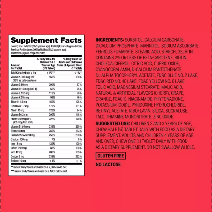 KIDS' COMPLETE MULTIVITAMIN CHEWABLE TABLETS - ORANGE, GRAPE & CHERRY  UP&UP™