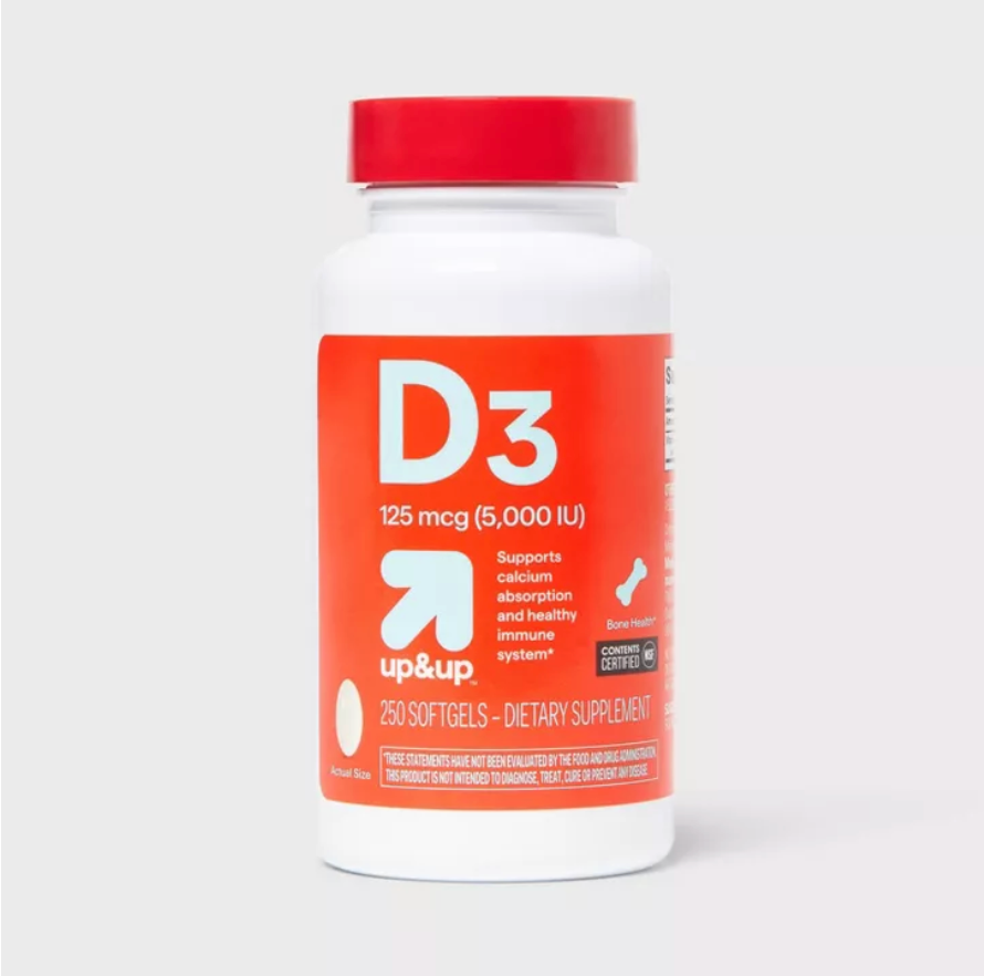VITAMIN D3 5000 IU (125 MCG) BONE HEALTH AND IMMUNE SUPPORT SOFTGELS UP&UP™