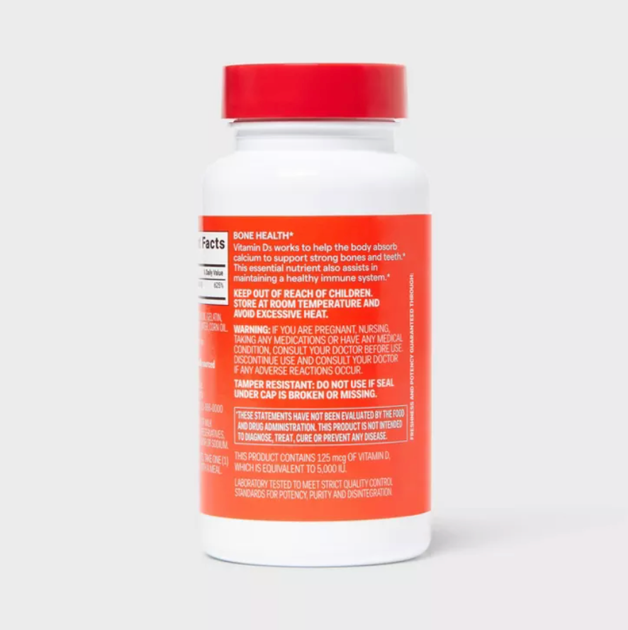 VITAMIN D3 5000 IU (125 MCG) BONE HEALTH AND IMMUNE SUPPORT SOFTGELS UP&UP™