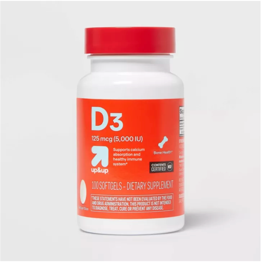 VITAMIN D3 5000 IU (125 MCG) BONE HEALTH AND IMMUNE SUPPORT SOFTGELS  UP&UP™