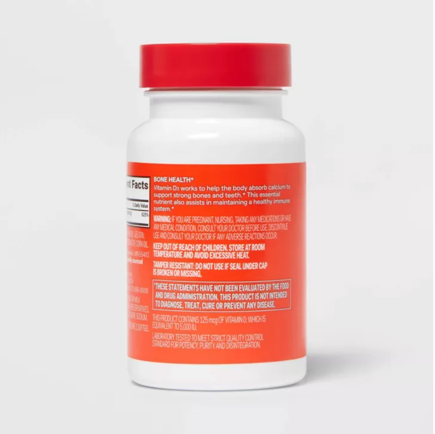 VITAMIN D3 5000 IU (125 MCG) BONE HEALTH AND IMMUNE SUPPORT SOFTGELS  UP&UP™