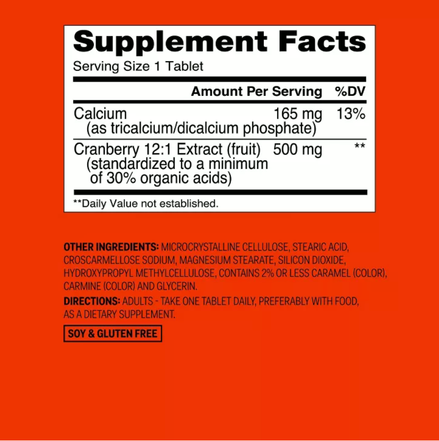 CRANBERRY DIETARY SUPPLEMENT TABLETS UP&UP™: 500MG PER SERVING