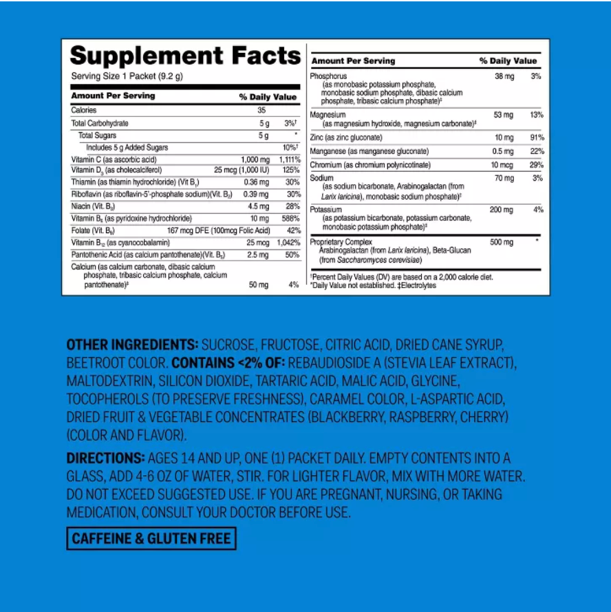VITAMIN C + D IMMUNE SUPPORT POWDER - RASPBERRY UP&UP™