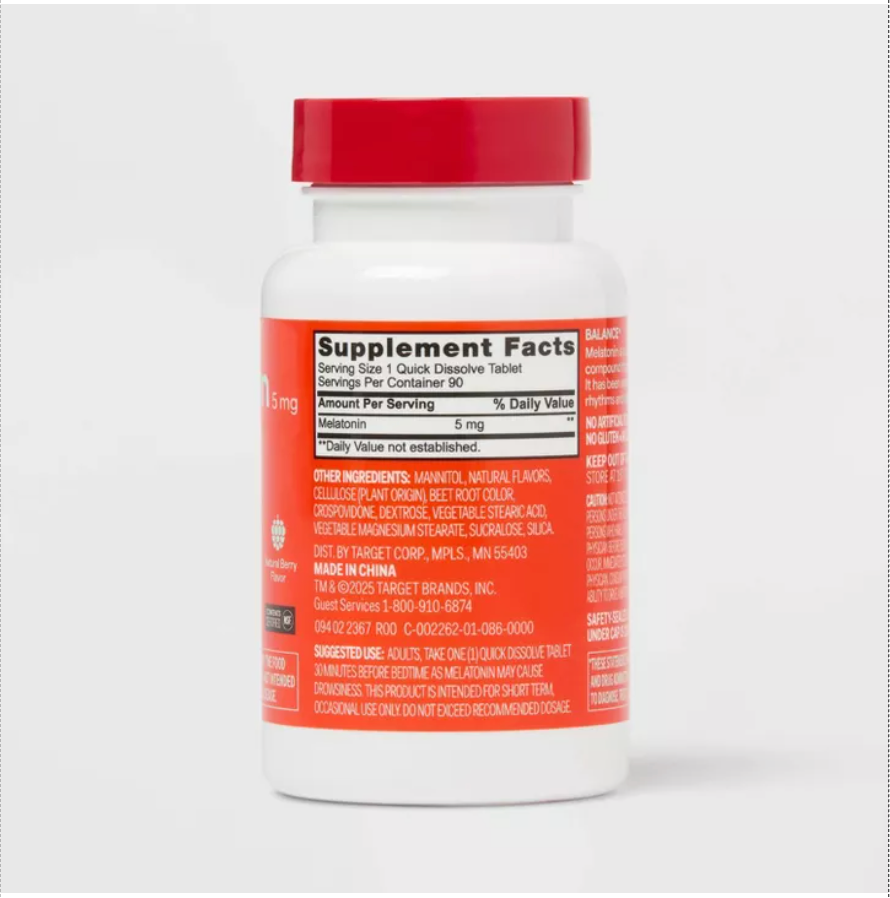 MELATONIN QUICK DISSOLVE TABLETS - CHERRY FLAVOR UP&UP™