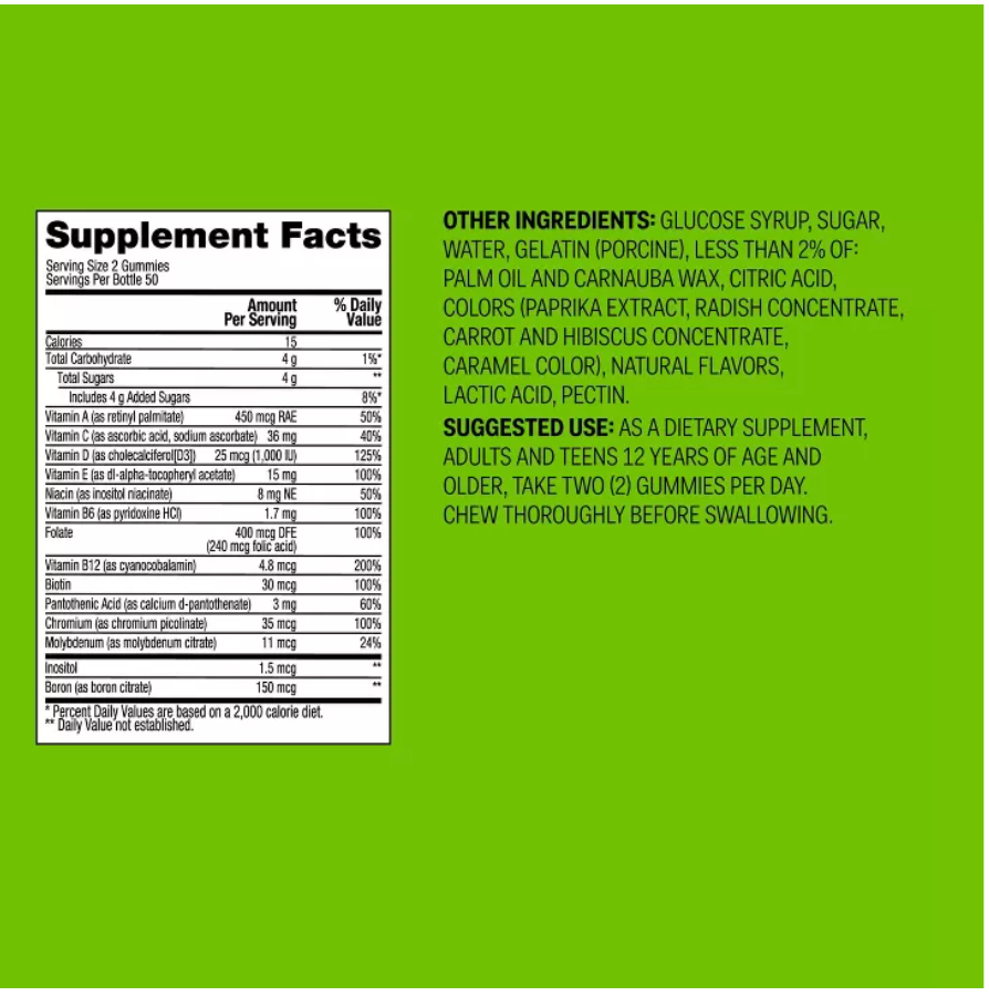 TEEN MULTIVITAMIN GUMMIES UP&UP™: NSF CERTIFIED, NATURALLY FLAVORED, NO SYNTHETIC COLORS