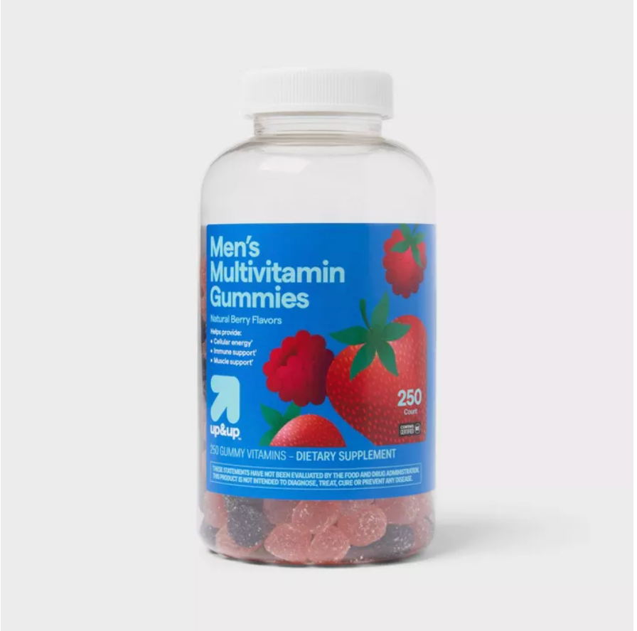 MEN'S MULTIVITAMIN GUMMIES - BERRY  UP&UP™: GLUTEN-FREE, NO SYNTHETIC COLORS, NO ARTIFICIAL FLAVORS