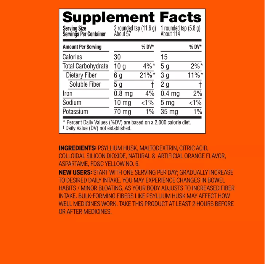FIBER THERAPY SUGAR FREE SUPPLEMENT POWDER - SMOOTH ORANGE FLAVOR - 23.3OZ - UP&UP™