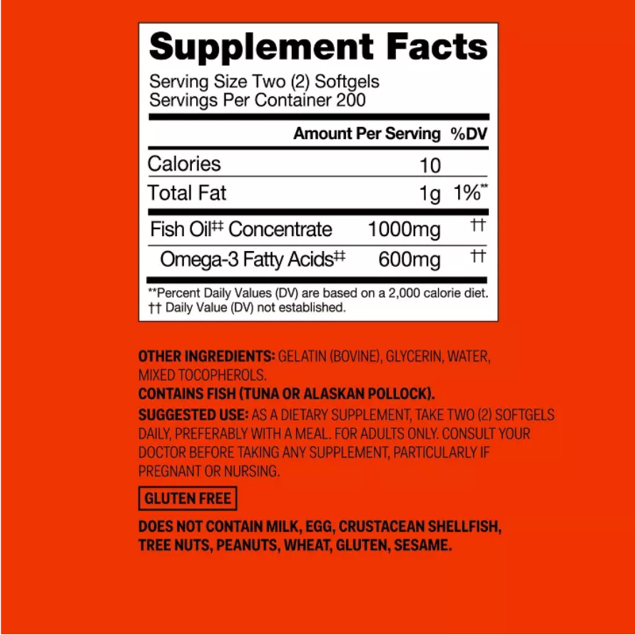 MSC FISH OIL SOFTGELS - 1000MG - 400CT - UP&UP™ 400 Capsulas Blanda