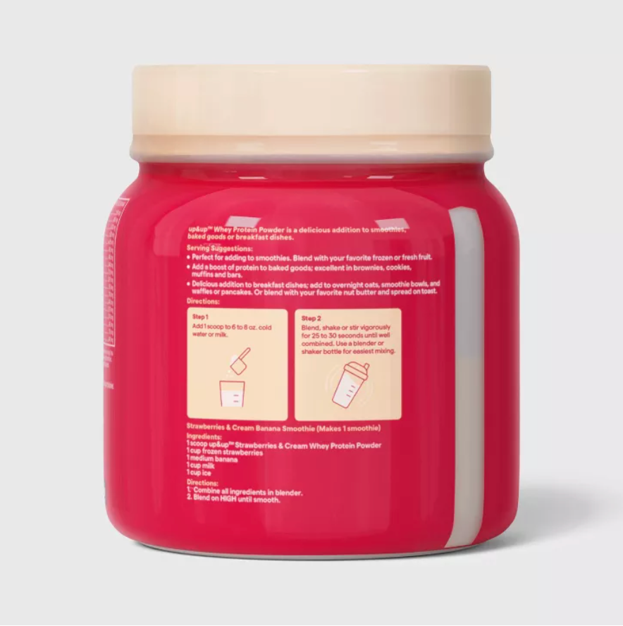 WHEY PROTEIN POWDER - STRAWBERRIES AND CREAM - 16OZ - UP&UP™