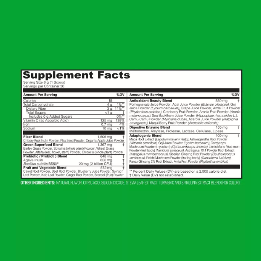 GREENS SUPPLEMENT POWDER - PINEAPPLE - 6.35OZ/30 SERVINGS - UP&UP™: NSF CERTIFIED, NON-GMO, GLUTEN-FREE