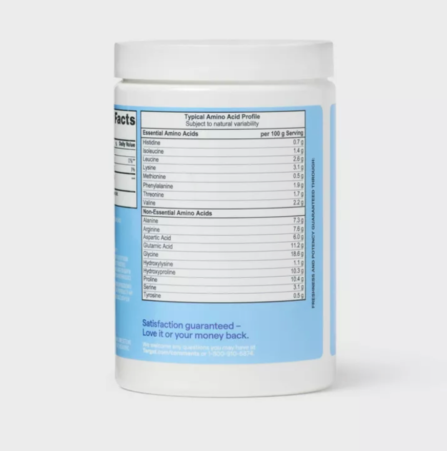 COLLAGEN POWDER - UNFLAVORED - 10OZ - UP&UP™: 1 PACKAGE, POWDER FORM, 18G PROTEIN PER SERVING