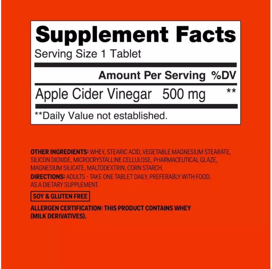 APPLE CIDER VINEGAR SUPPLEMENT TABLETS UP&UP™